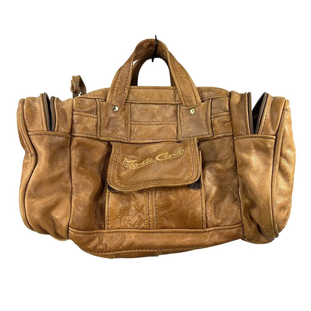Monte Carlo Duffle Bag Multi Pocket Carryall Tan Leather